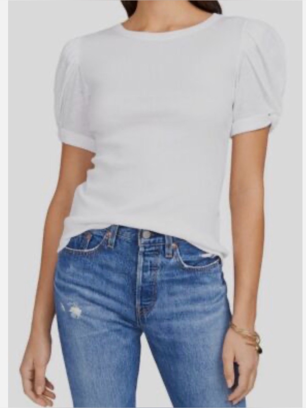 1.State Cotton Mixed Media Puff Sleeve Top Large Never Worn